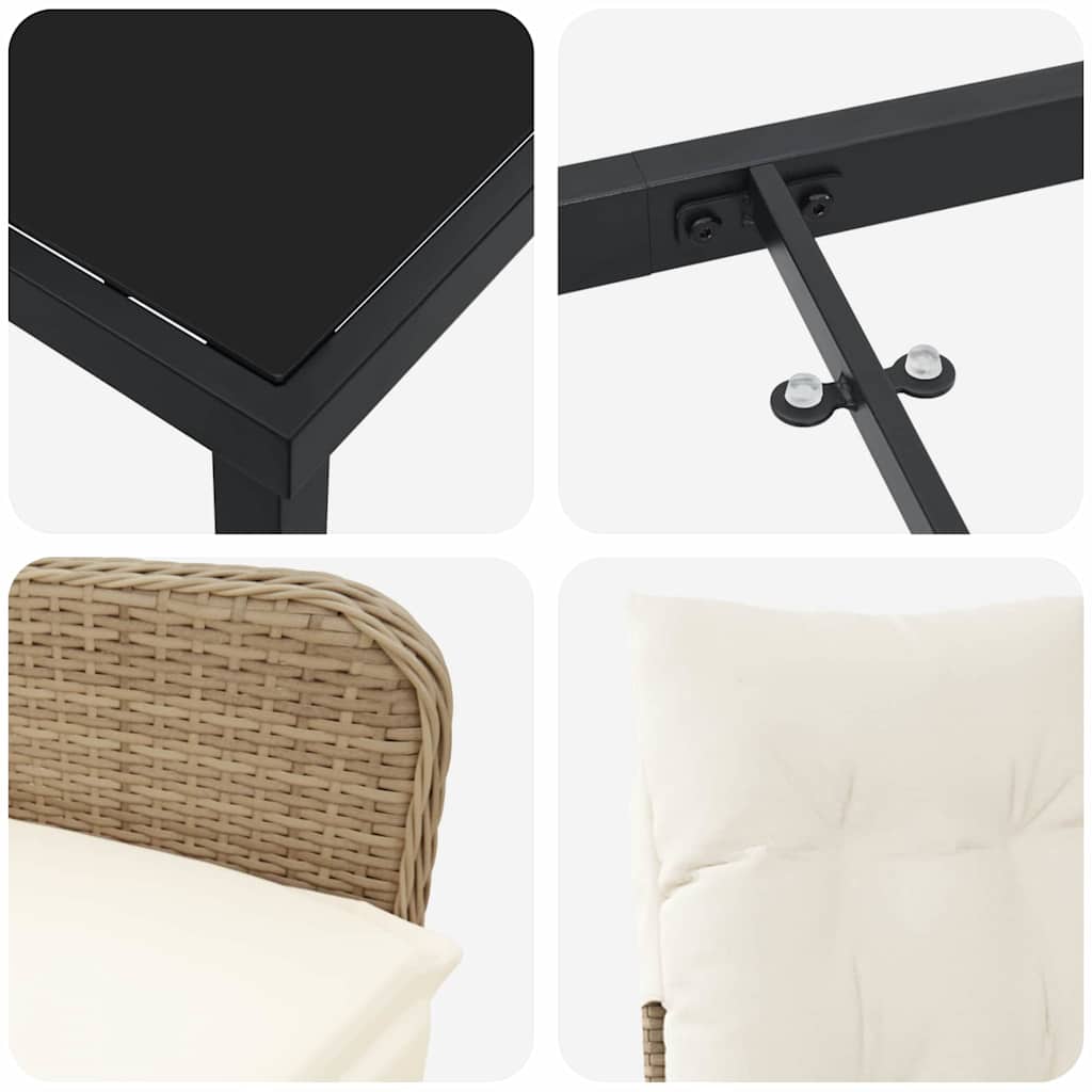 Garten Essgruppe mit Kissen 5 pcs Beige Poly Rattan