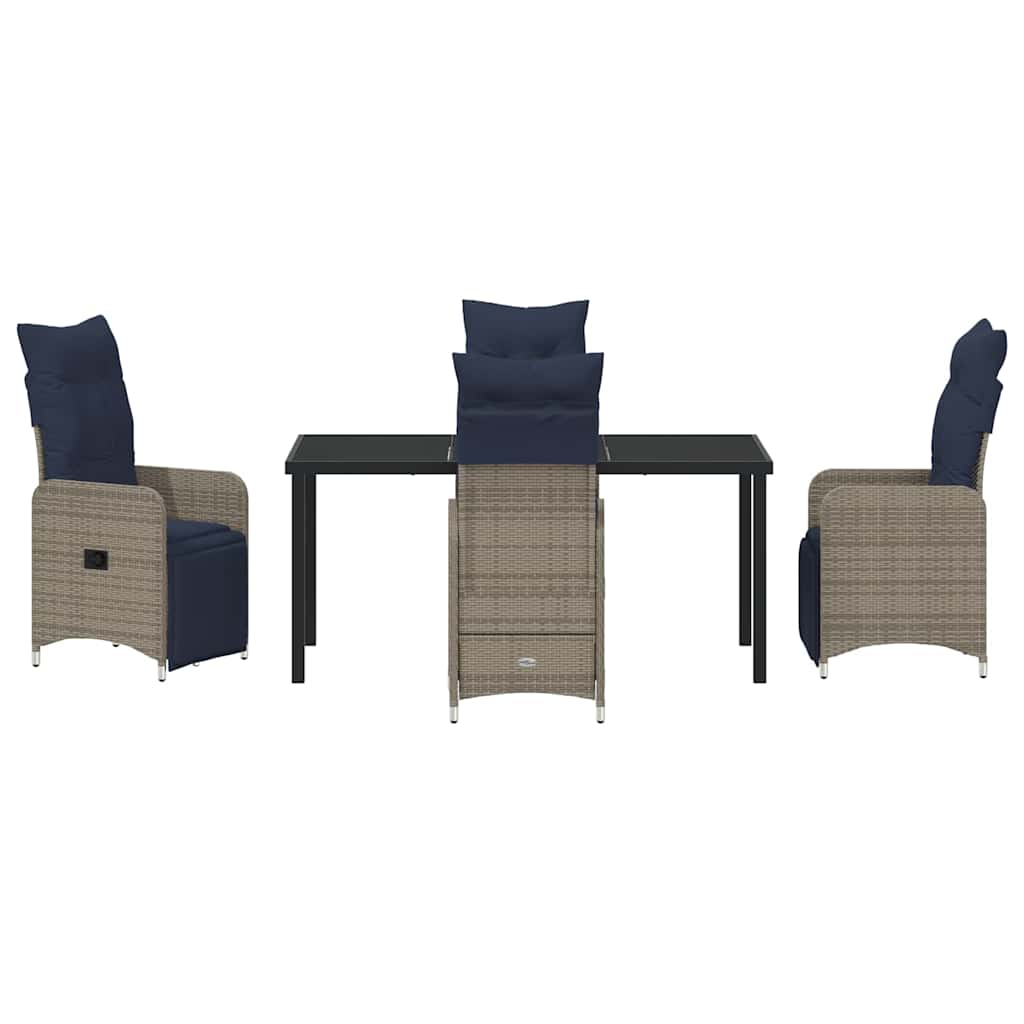 Garten Essgruppe 5 pcs Grau Poly-Rattan