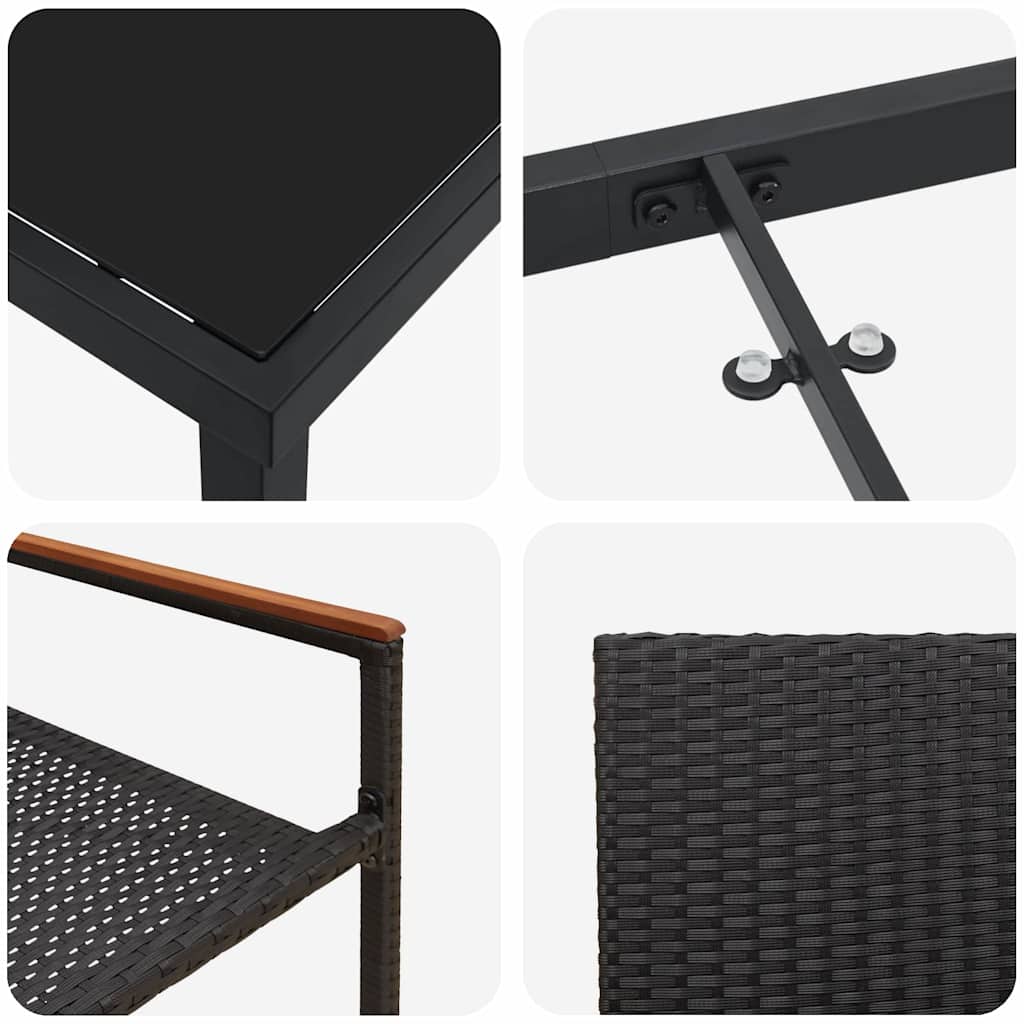 Garten Essgruppe 5 pcs Schwarz Poly Rattan