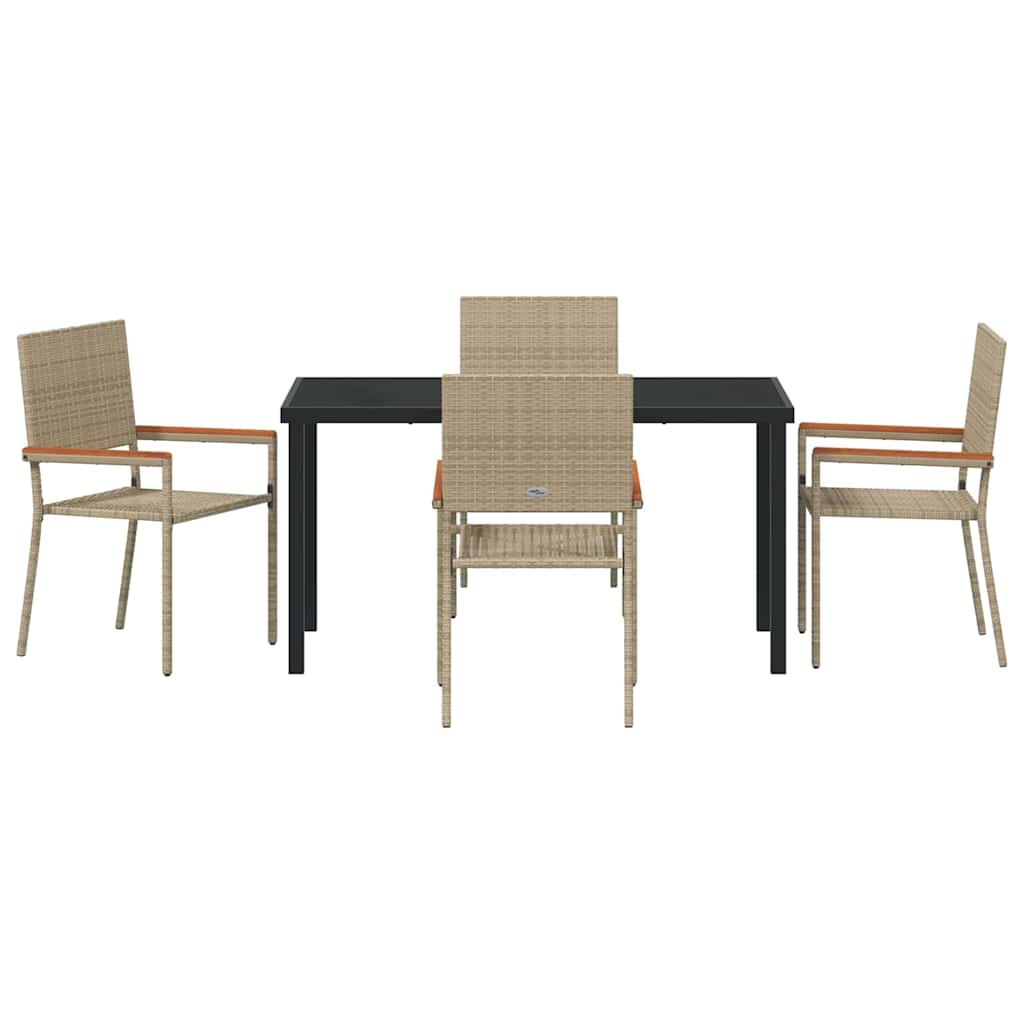 Garten Essgruppe 5 pcs Beige Poly Rattan