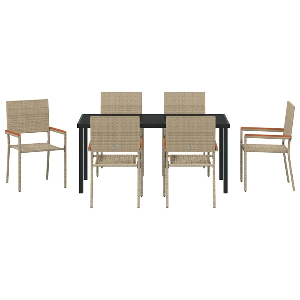 Garten Essgruppe 7 pcs Beige Poly Rattan