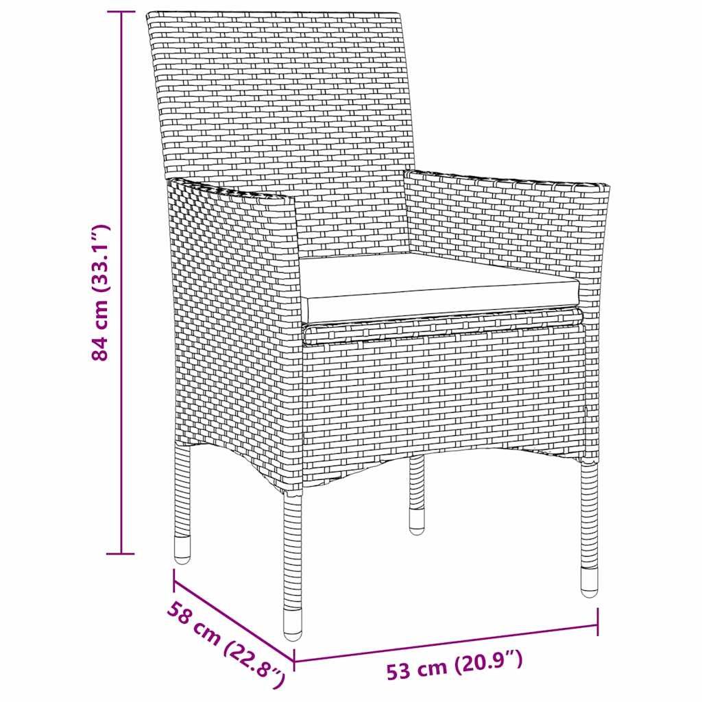 Garten Essgruppe mit Kissen 5 pcs Grau Poly Rattan