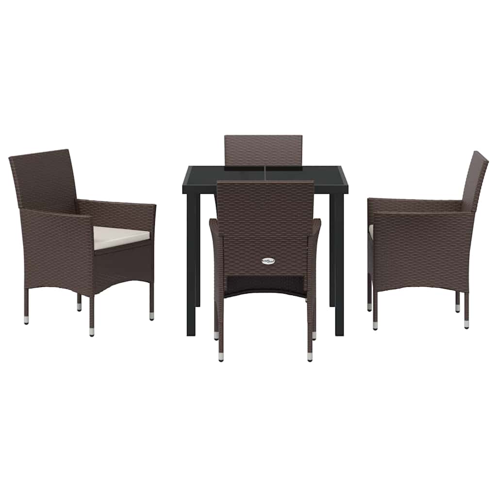 Garten Essgruppe mit Kissen 5 pcs Braun Poly Rattan