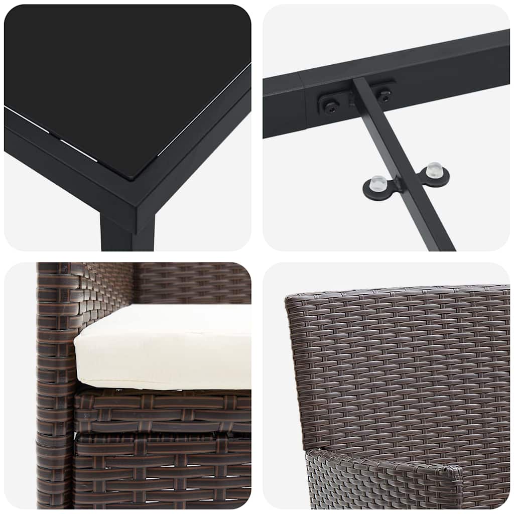 Garten Essgruppe mit Kissen 5 pcs Braun Poly Rattan