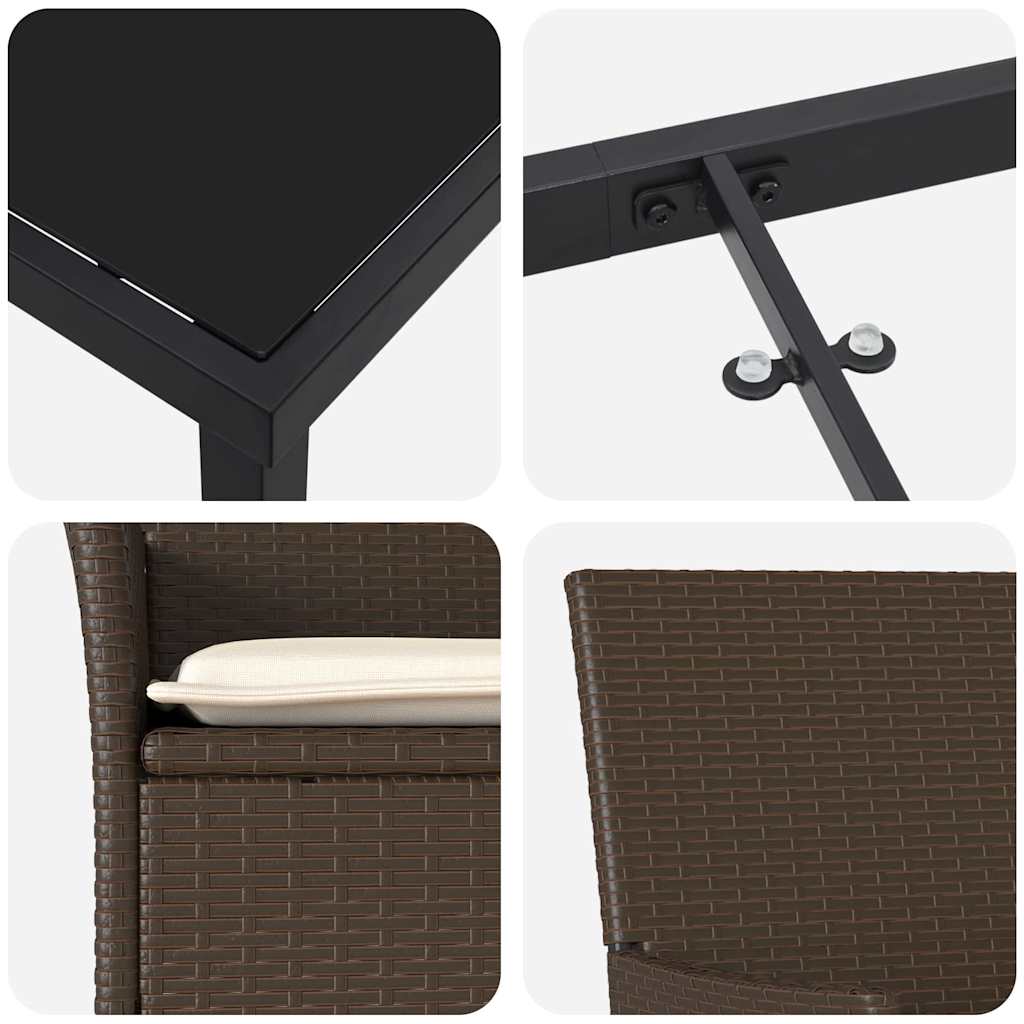 Garten Essgruppe mit Kissen 7 pcs Braun Poly Rattan