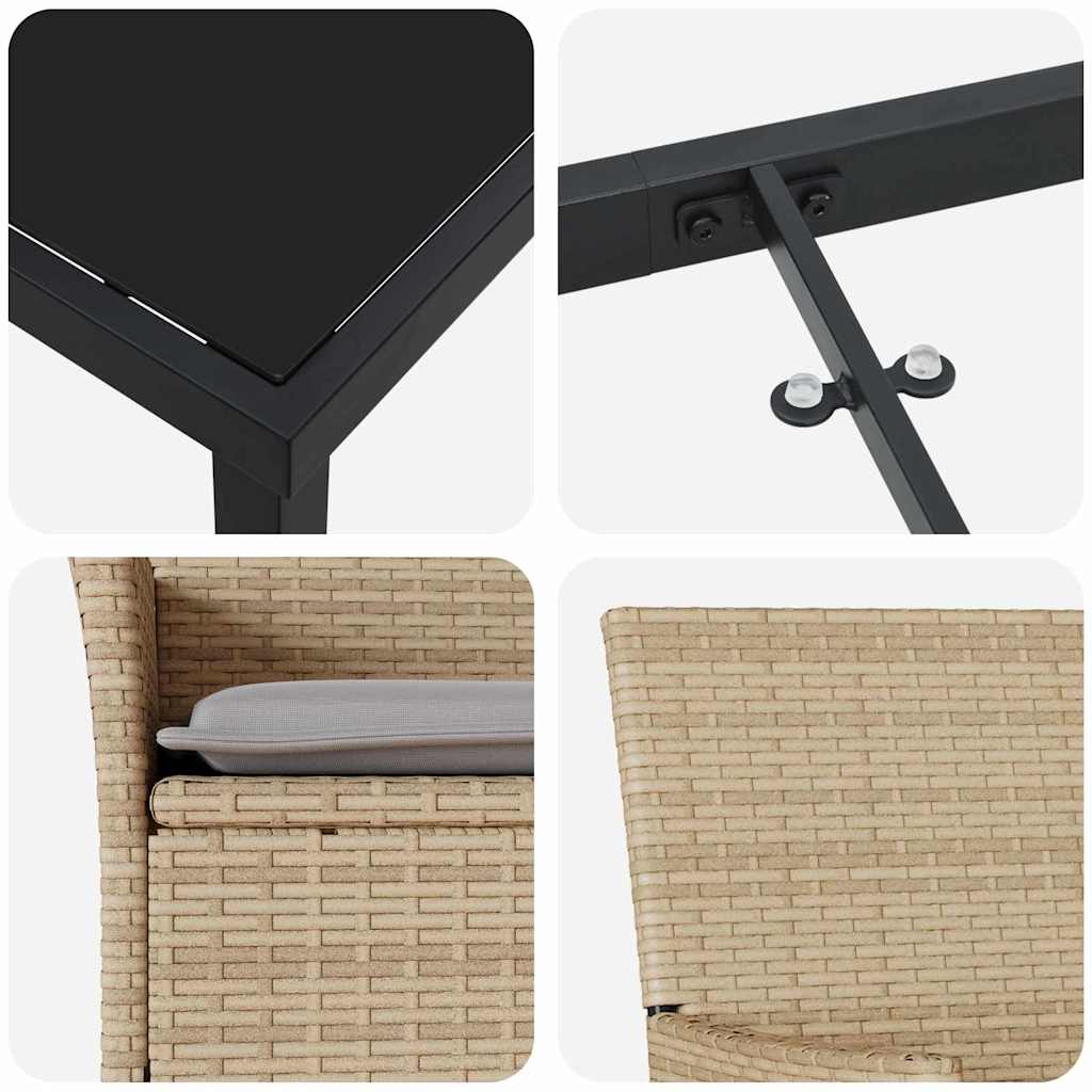 Garten Essgruppe mit Kissen 7 pcs Beige Poly Rattan