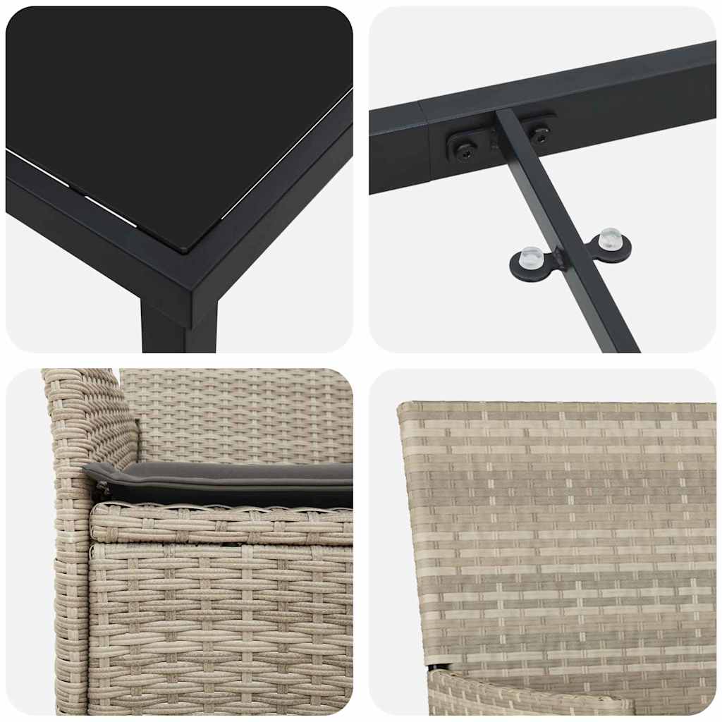 Garten Essgruppe mit Kissen 3 pcs Hellgrau Poly Rattan