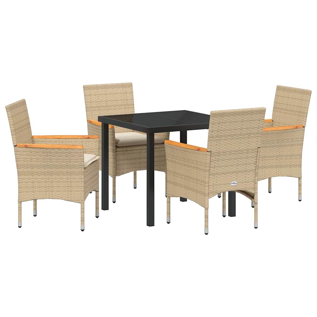 Garten Essgruppe mit Kissen 5 pcs Beige Poly Rattan