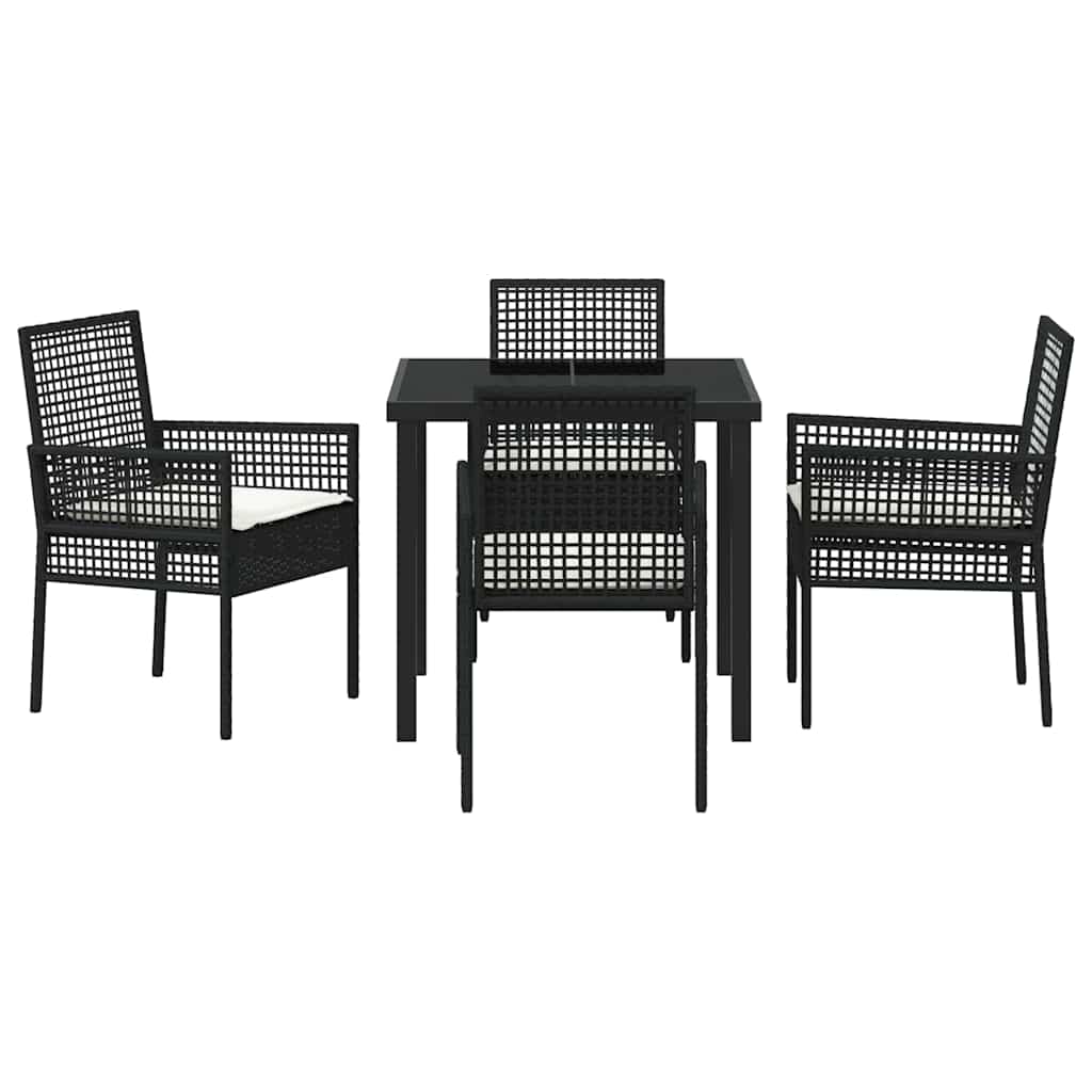 Garten Essgruppe mit Kissen 5 pcs Schwarz Poly Rattan
