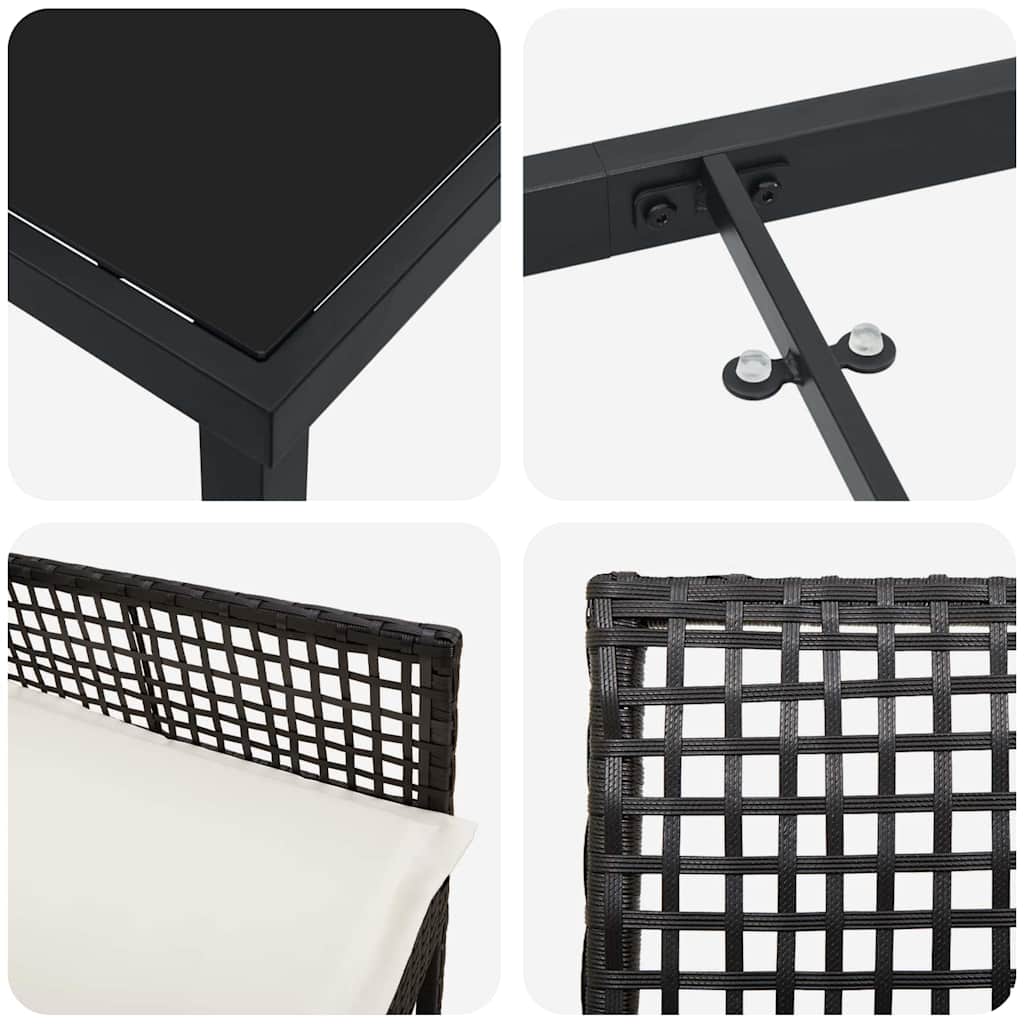Garten Essgruppe mit Kissen 5 pcs Schwarz Poly Rattan