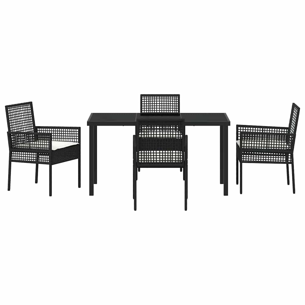 Garten Essgruppe mit Kissen 5 pcs Schwarz Poly Rattan