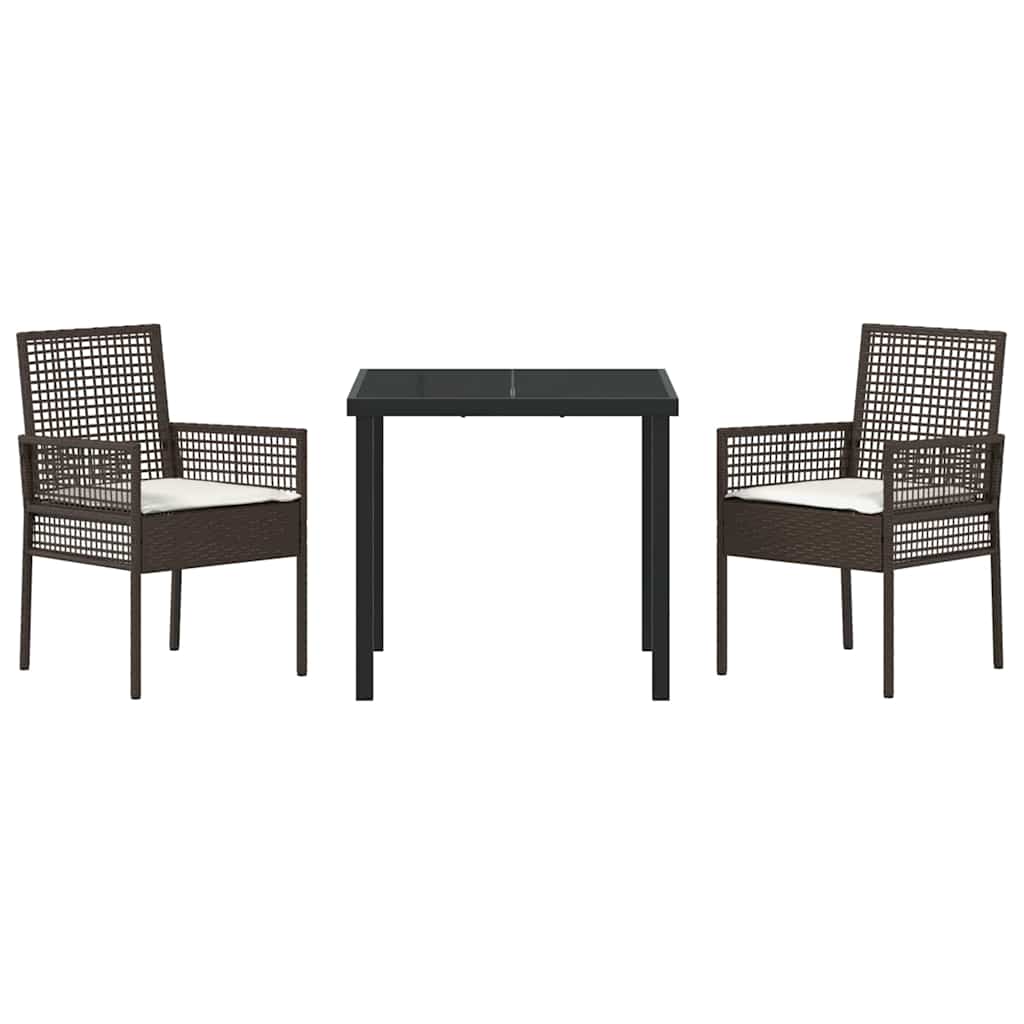 Garten Essgruppe mit Kissen 3 pcs Braun Poly Rattan