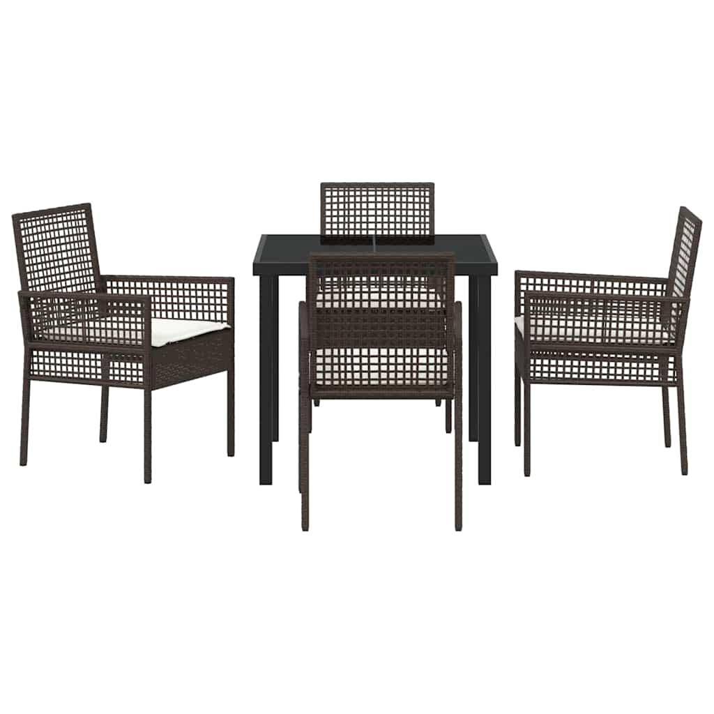 Garten Essgruppe mit Kissen 5 pcs Braun Poly Rattan