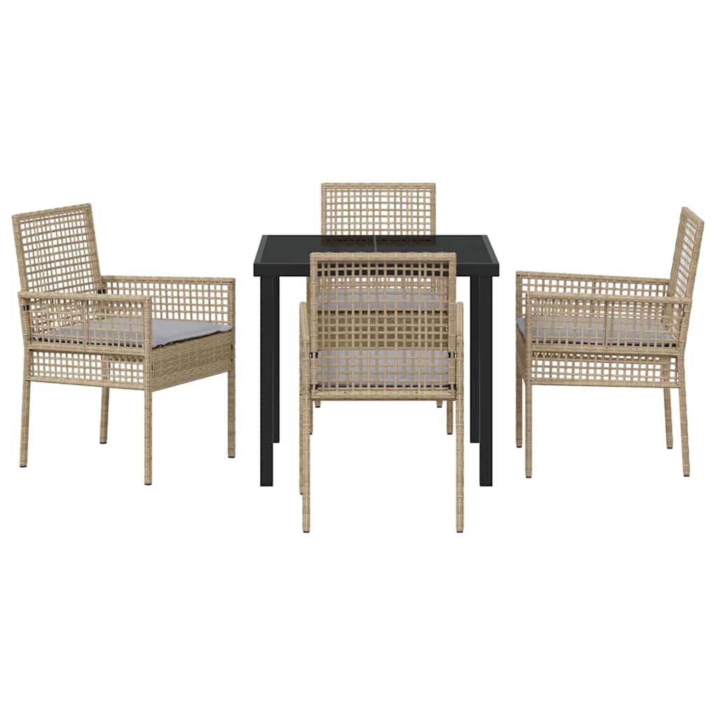 Garten Essgruppe mit Kissen 5 pcs Beige Poly Rattan