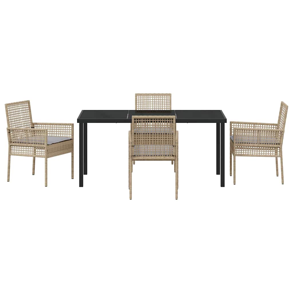 Garten Essgruppe mit Kissen 5 pcs Beige Poly Rattan