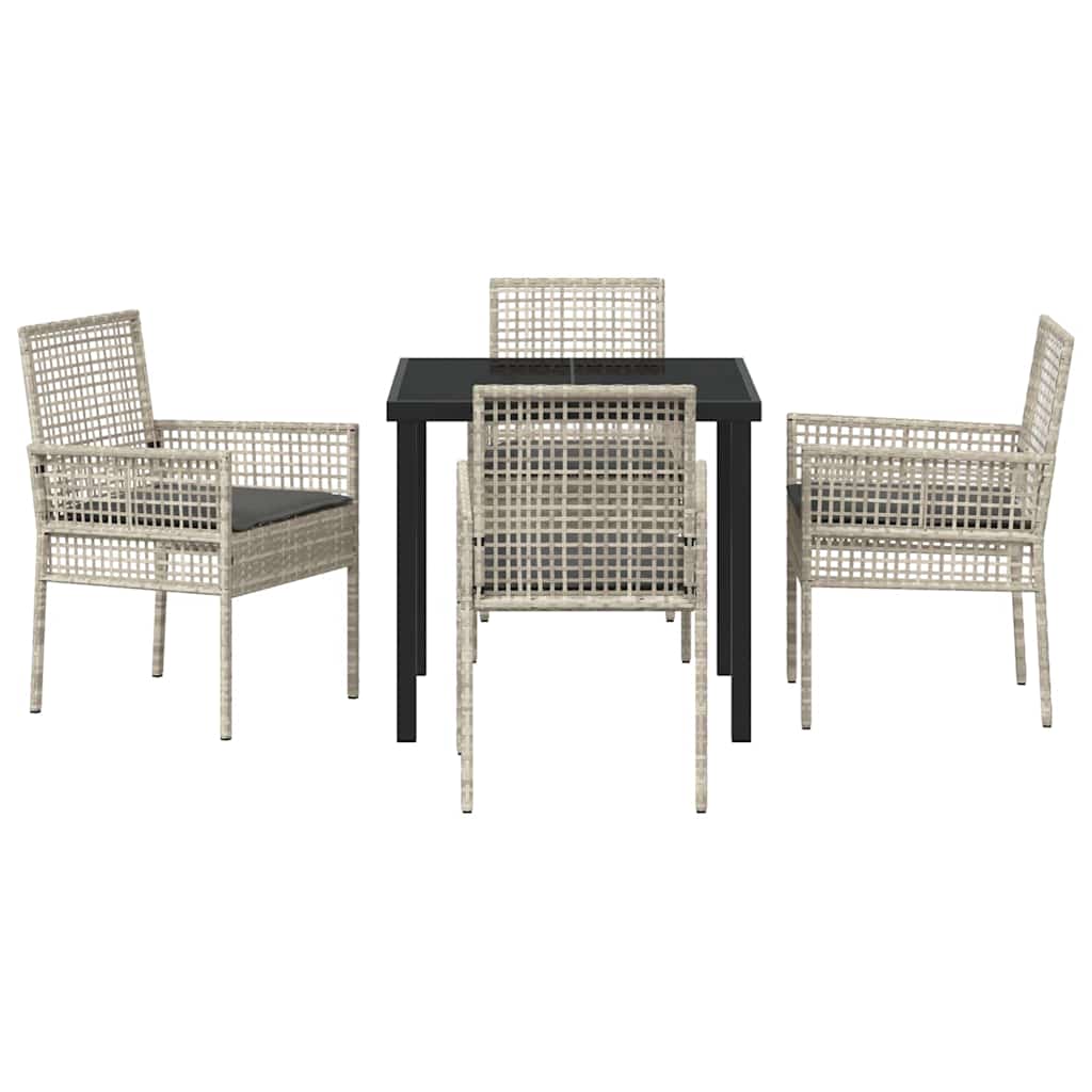 Garten Essgruppe mit Kissen 5 pcs Hellgrau Poly Rattan