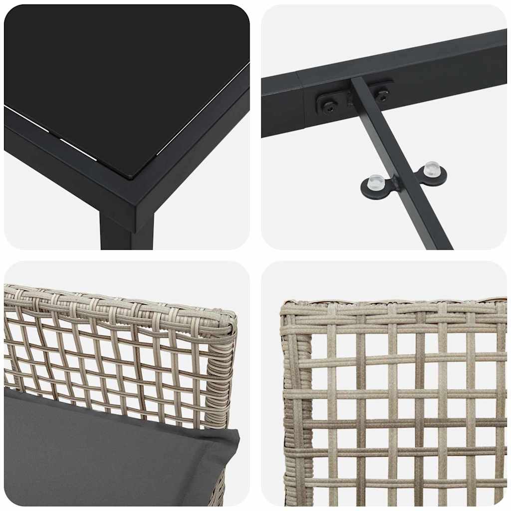 Garten Essgruppe mit Kissen 7 pcs Hellgrau Poly Rattan