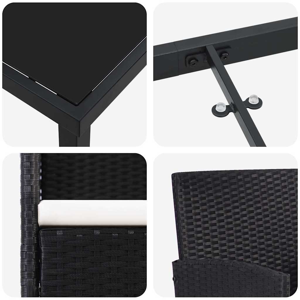 Garten Essgruppe mit Kissen 5 pcs Schwarz Poly Rattan