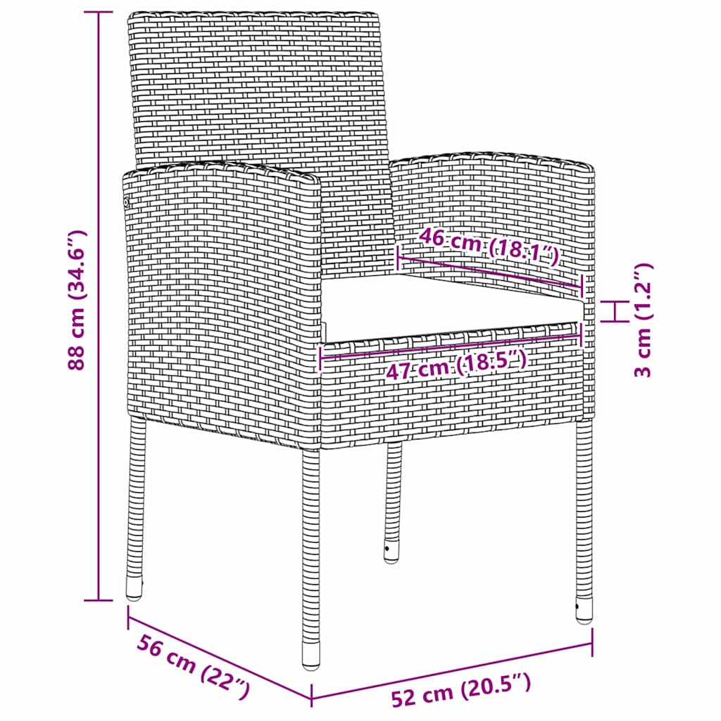 Garten Essgruppe mit Kissen 5 pcs Schwarz Poly Rattan