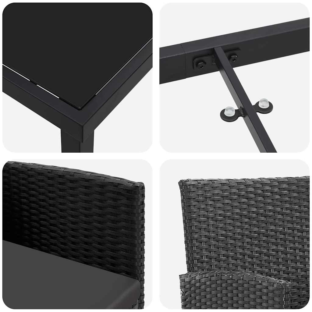 Garten Essgruppe mit Kissen 5 pcs Schwarz Poly Rattan