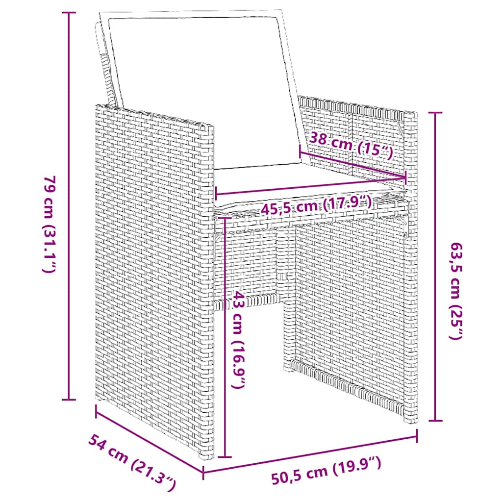 Garten Essgruppe mit Kissen 5 pcs Braun Poly Rattan
