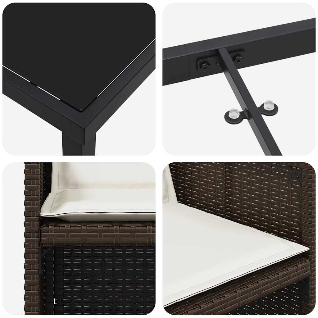 Garten Essgruppe mit Kissen 5 pcs Braun Poly Rattan