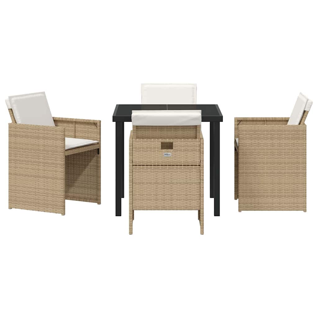 Garten Essgruppe mit Kissen 5 pcs Beige Poly Rattan