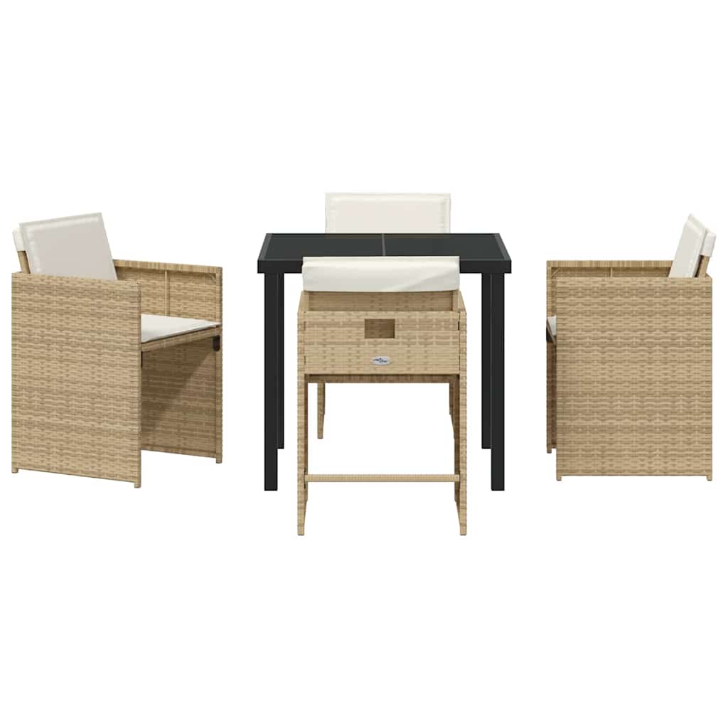 Garten Essgruppe mit Kissen 5 pcs Beige Poly Rattan