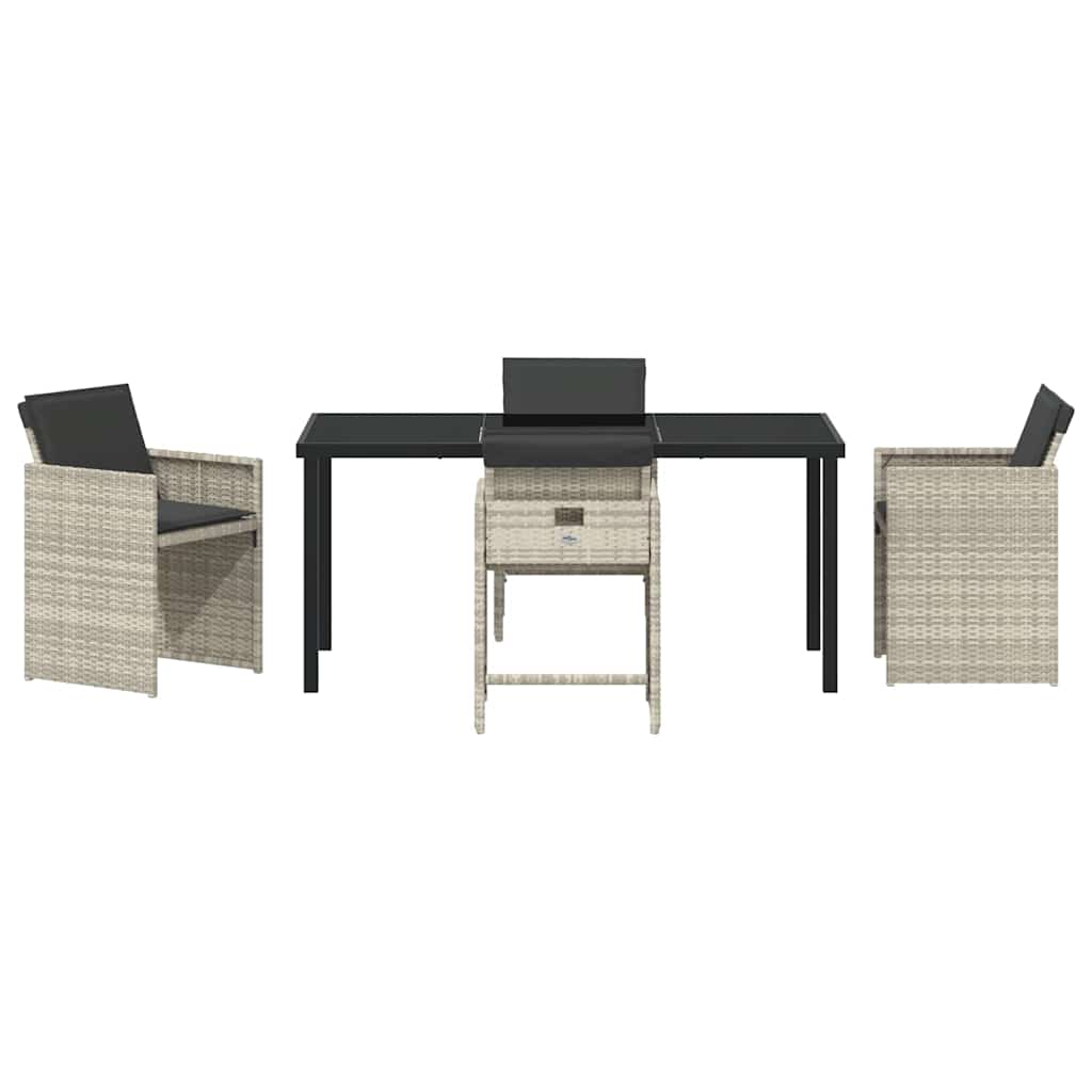 Garten Essgruppe mit Kissen 5 pcs Hellgrau Poly Rattan