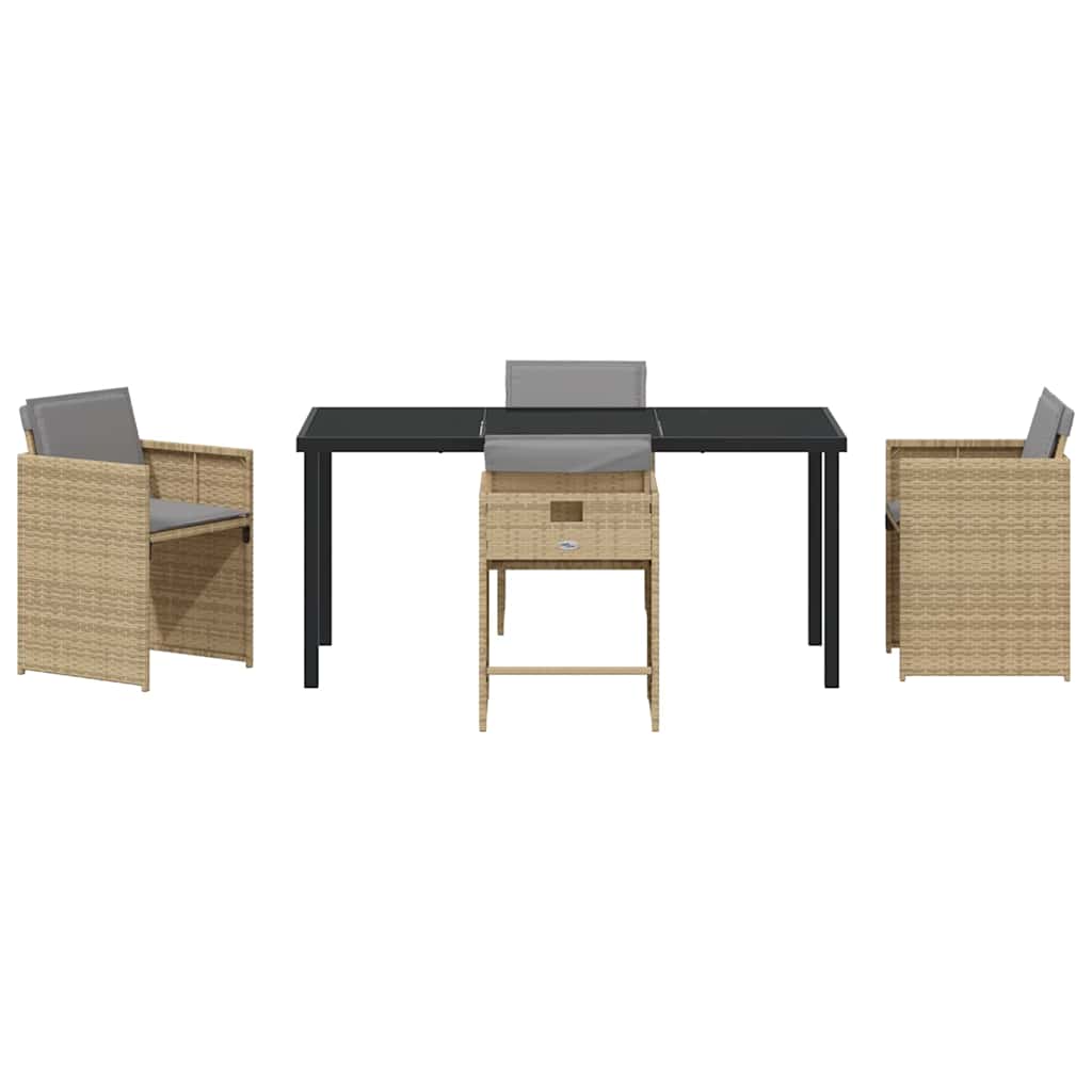 Garten Essgruppe mit Kissen 5 pcs Beige Poly Rattan