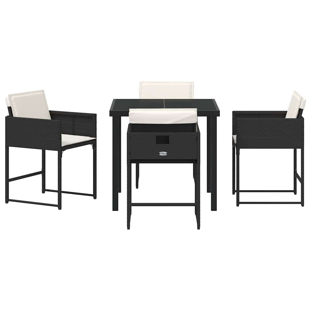 Garten Essgruppe mit Kissen 5 pcs Schwarz Poly Rattan