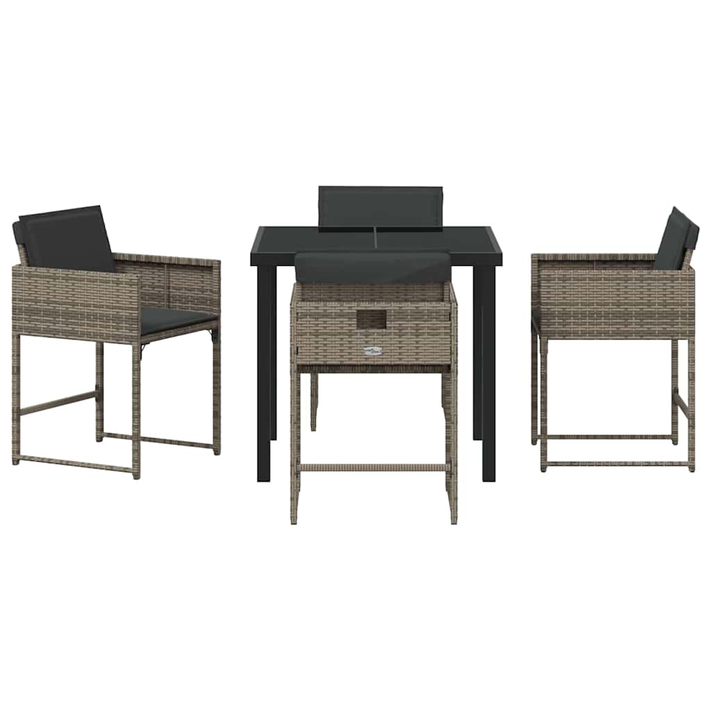 Garten Essgruppe mit Kissen 5 pcs Grau Poly Rattan