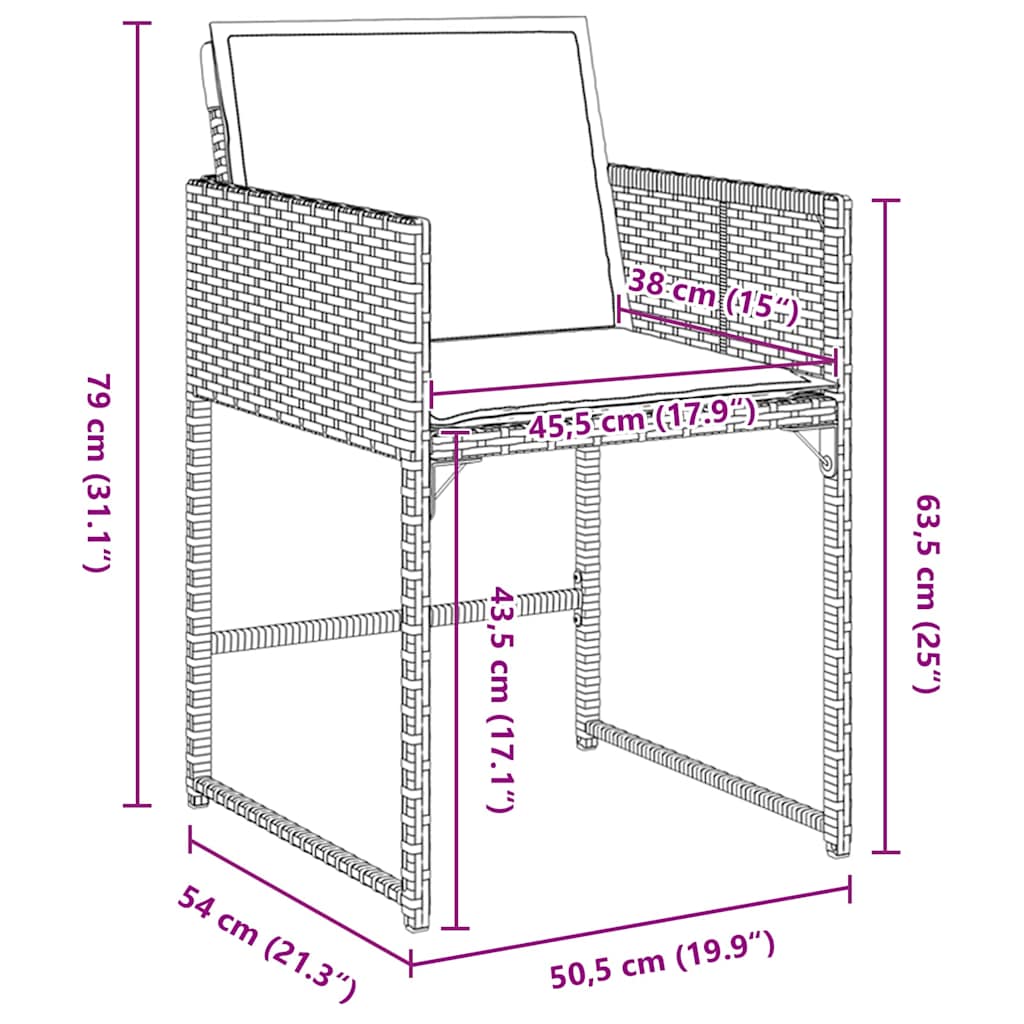 Garten Essgruppe mit Kissen 5 pcs Grau Poly Rattan