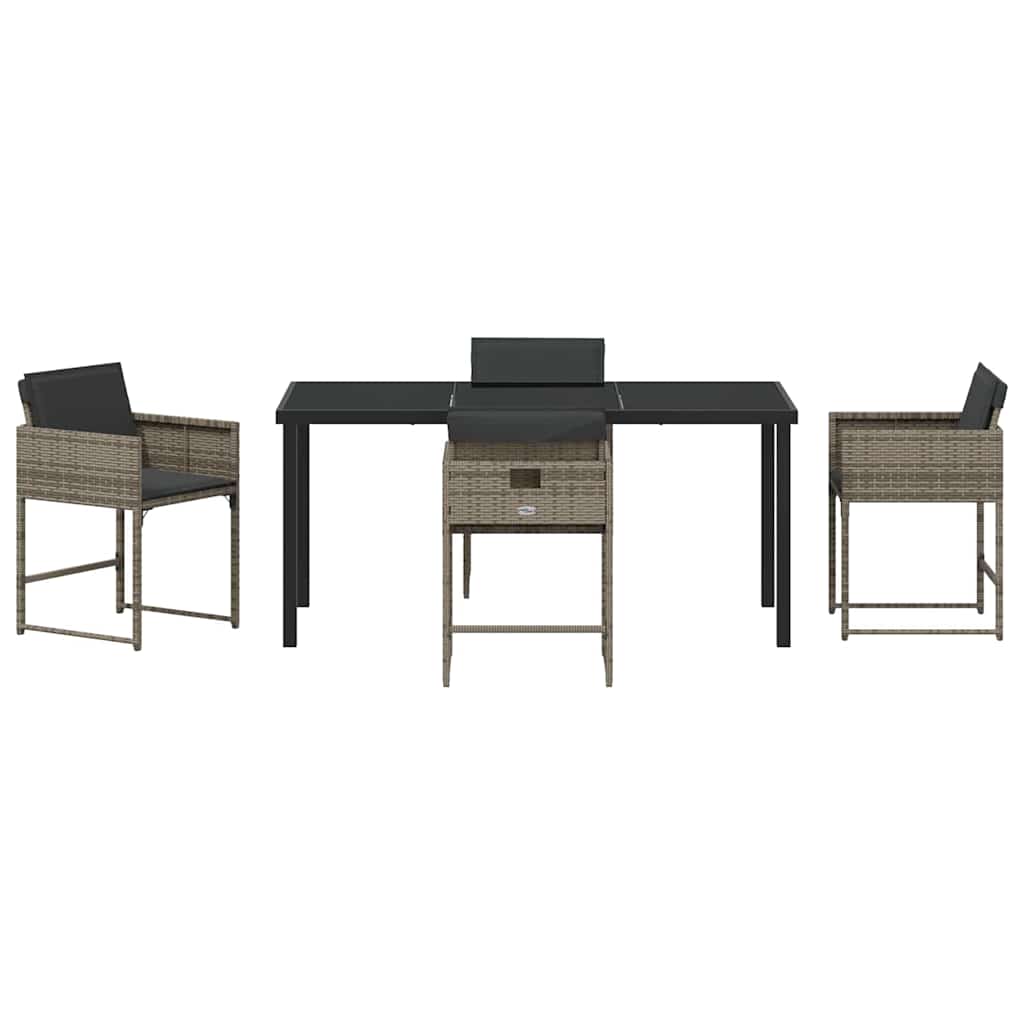 Garten Essgruppe mit Kissen 5 pcs Grau Poly Rattan