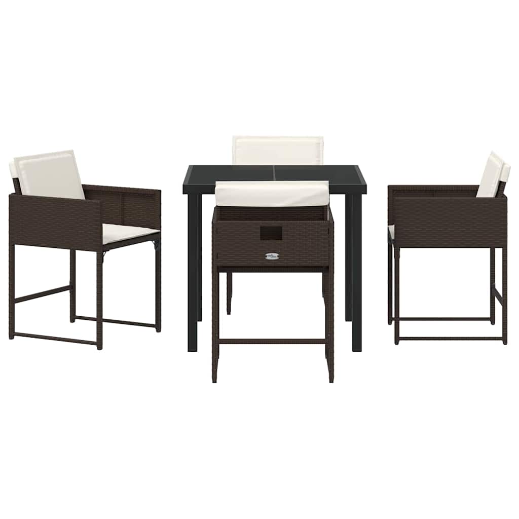 Garten Essgruppe mit Kissen 5 pcs Braun Poly Rattan