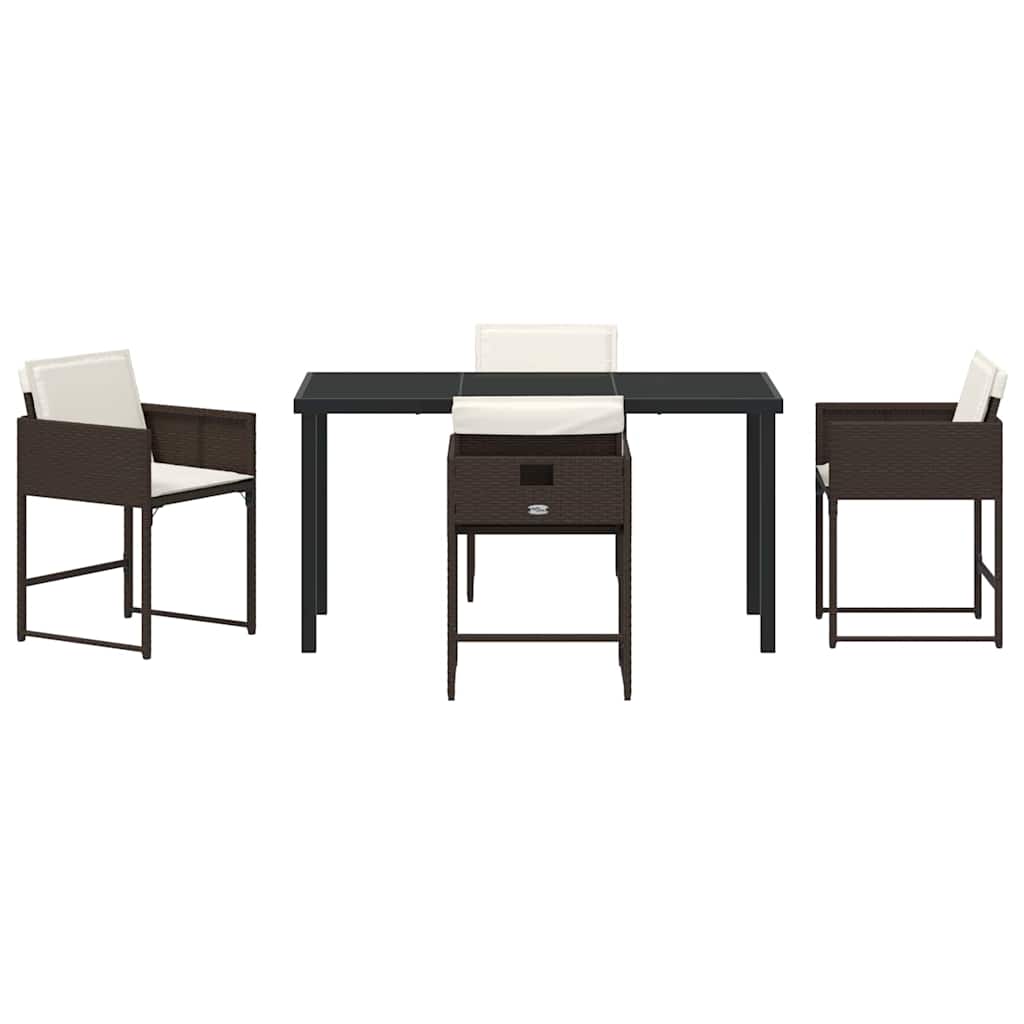 Garten Essgruppe mit Kissen 5 pcs Braun Poly Rattan