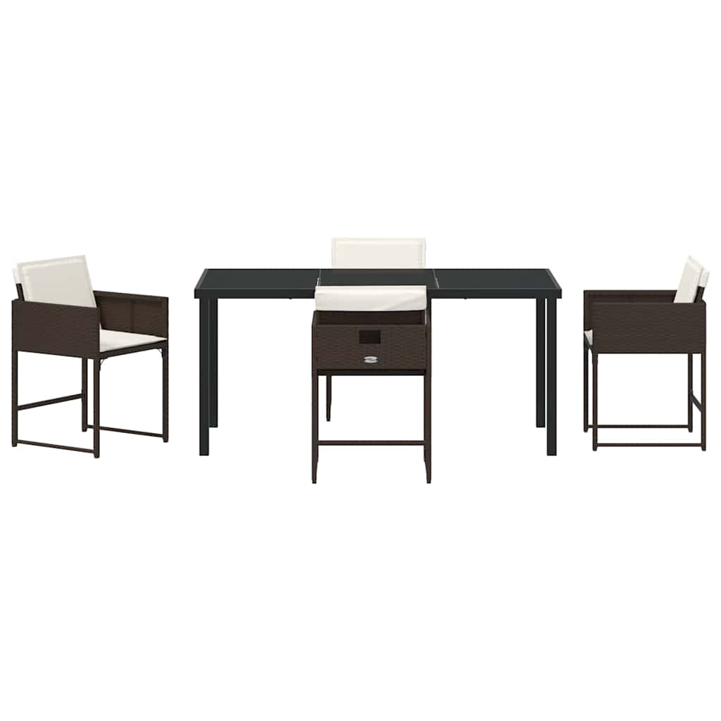 Garten Essgruppe mit Kissen 5 pcs Braun Poly Rattan