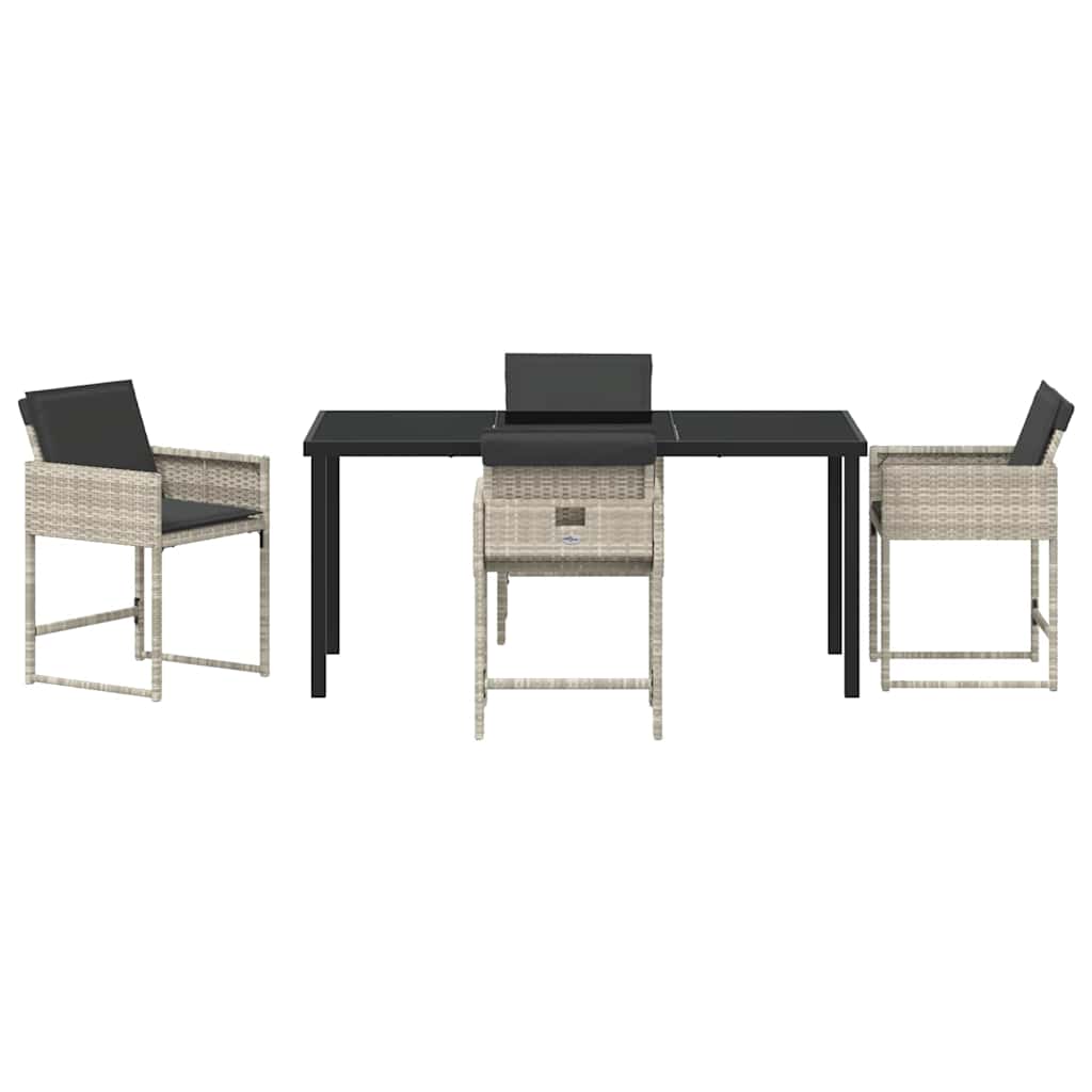 Garten Essgruppe mit Kissen 5 pcs Hellgrau Poly Rattan