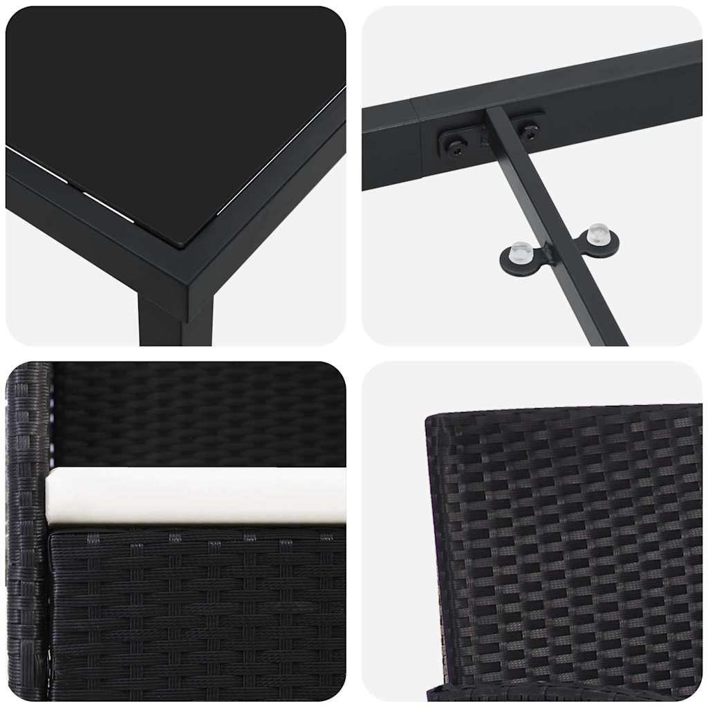 Garten Essgruppe mit Kissen 5 pcs Schwarz Poly Rattan