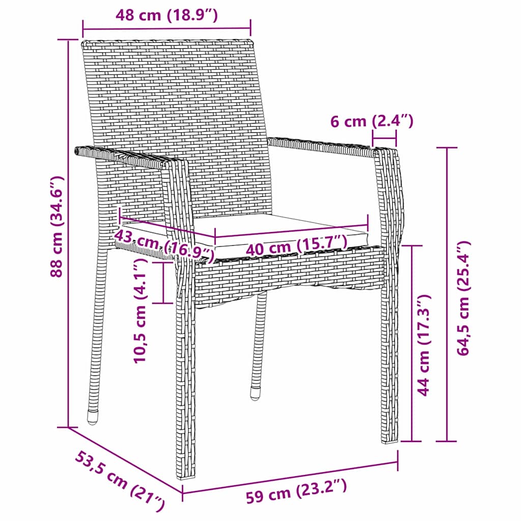 Garten Essgruppe mit Kissen 5 pcs Schwarz Poly Rattan