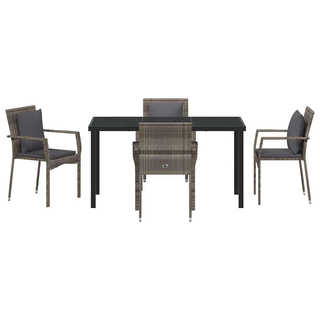 Garten Essgruppe mit Kissen 5 pcs Grau Poly Rattan
