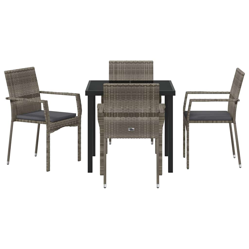 Garten Essgruppe mit Kissen 5 pcs Grau Poly Rattan