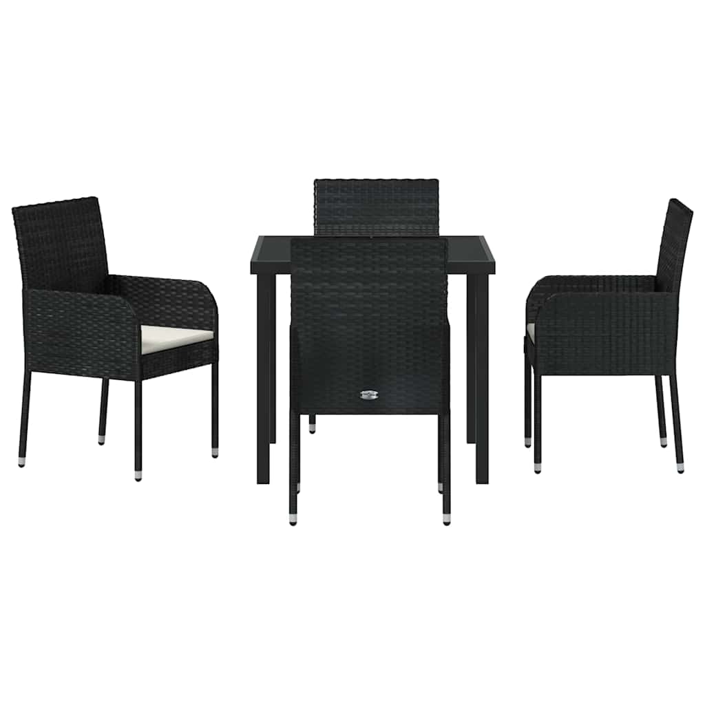 Garten Essgruppe mit Kissen 5 pcs Schwarz Poly Rattan
