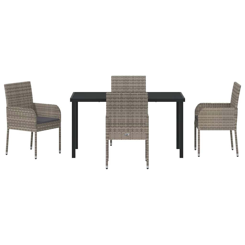 Garten Essgruppe mit Kissen 5 pcs Grau Poly Rattan