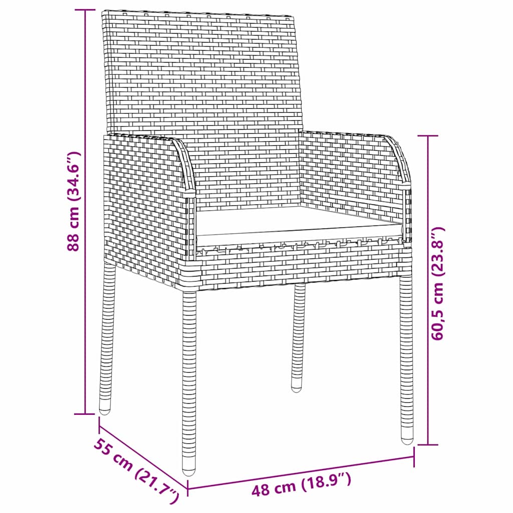 Garten Essgruppe mit Kissen 5 pcs Grau Poly Rattan