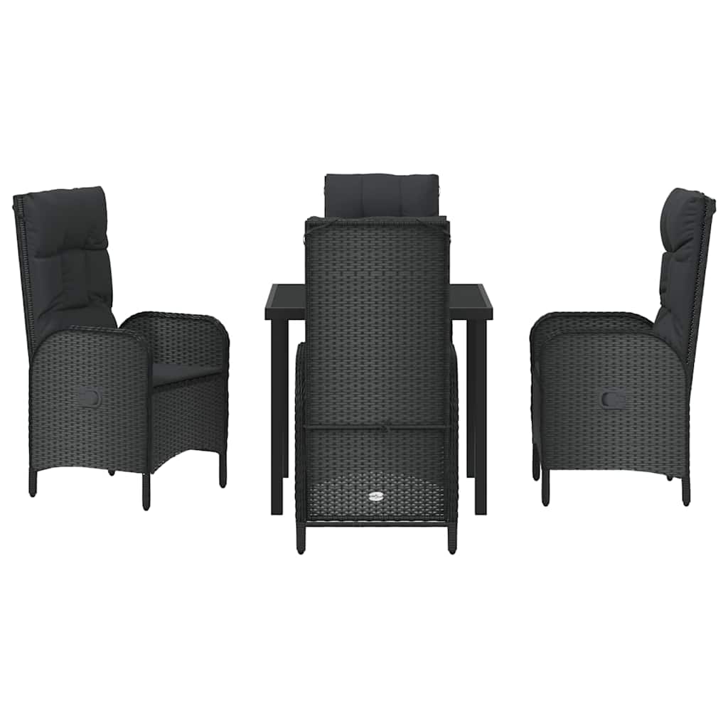 Garten Essgruppe mit Kissen 5 pcs Schwarz Poly Rattan