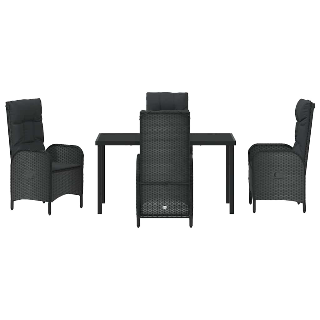 Garten Essgruppe mit Kissen 5 pcs Schwarz Poly Rattan