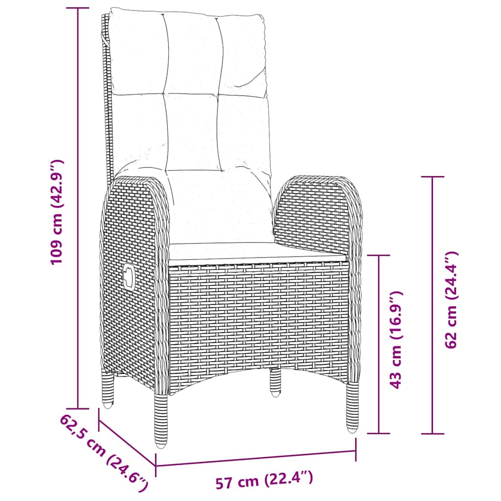 Garten Essgruppe mit Kissen 7 pcs Schwarz Poly Rattan