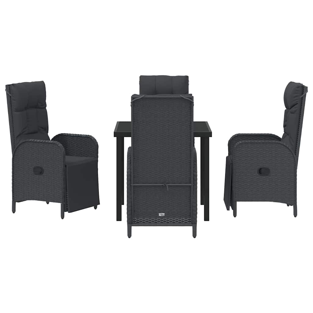 Garten Essgruppe mit Kissen 5 pcs Schwarz Poly Rattan