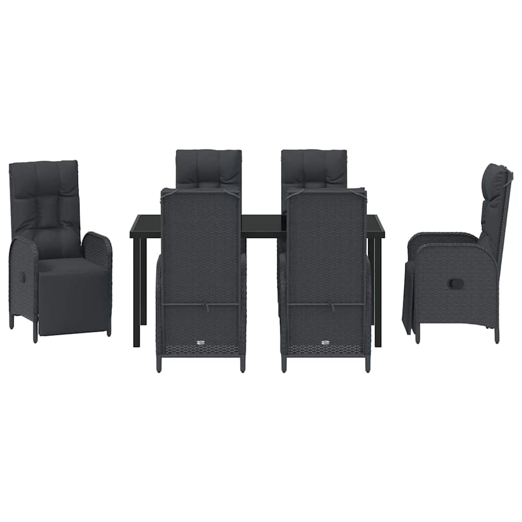 Garten Essgruppe mit Kissen 7 pcs Schwarz Poly Rattan